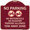 Signmission No Parking No Motorcycle No Scooter Parking Allowed Tow Away Zone Alum, 18" x 18", BU-1818-23704 A-DES-BU-1818-23704 - alternate 1
